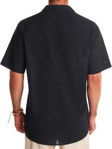 Breathe Easy 2025 Men's Cotton <b>Linen</b> Flannel <b>Shirt</b> <b>Short</b> <b>Sleeve</b> Beach Vacation Style with Maximum Comfort From Pakistan - Product Image 3