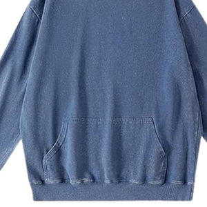 Sweat-shirt à capuche bleu délavé, style vintage, en molleton de coton doux, décontracté, streetwear, pour l'hiver - Product Image 5
