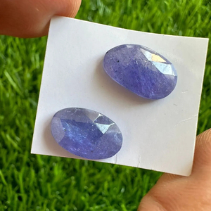 พลอยอัญมณี Tanzanite ตัดเป็นชิ้นหลวมตัดเป็นรูปดอกกุหลาบพลอยเทียมแบบหลวมรูปทรงแทนซาไนต์แบบแบนด้านหลังแบบหลวม - Product Image 1