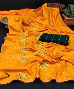 Occasion spéciale Ladies Wear Designer Heavy Brodé Perle Travail 5.5 Mètre Couleur Rouge Sari avec 1.0 Mètre Pleine Longueur Blouse Alphanumero - Product Image 6