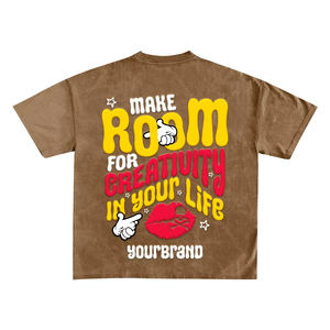 Logo personnalisé 300GSM Box Cut T-shirt pour hommes Oversized Boxy Fit Streetwear Haut court lourd avec impression bouffante Coton graphique - Product Image 3