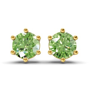 ต่างหูเพชรทรงกลมหกแฉกสีเขียวทะเล 1 กะรัต น้ำหนักรวม 1 กะรัต ความใส VS ทองคำ 14K สีโรสโกลด์ ประกายสีแฟนซีแบบแสงชายหาด - Product Image 1