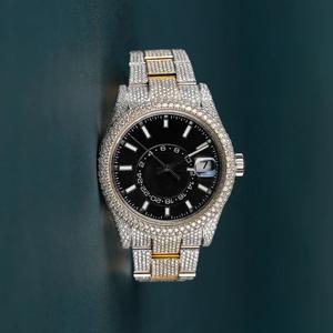 นาฬิกาเพชรมอยส์ซอไนท์นาฬิกาสแตนเลสสตีลดีไซน์หรูหราหรูหราหน้าปัดแฟชั่นสำหรับผู้ชาย - Product Image 6