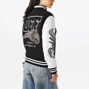 Chaqueta universitaria de material de lana de alta calidad para mujer, ropa transpirable para exteriores, talla grande, servicio al por mayor OEM, estilo Lettermen - Product Image 2