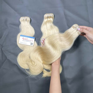 Extensions de cheveux humains vietnamiens à double tirage de luxe Trame de cheveux de vague de corps de luxe Paquets de cheveux de vague de corps blonds avec fermeture - Product Image 5