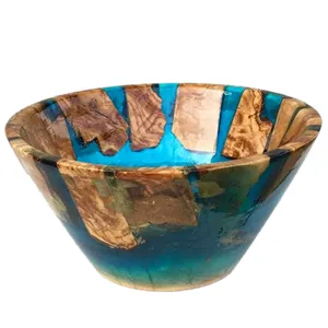 Bol de service rond en bois de mangue naturel fait à la main ustensiles de table vaisselle maison hôtel fête mariage utilisation bol en bois - Product Image 1