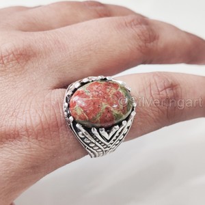 Anillo de Plata de Ley 925 con Gema de Jaspe Unakita Natural para Hombre, Anillo de Piedra de Nacimiento, Todas las Tallas, Joyería Fina Árabe, Venta al por Mayor - Product Image 5