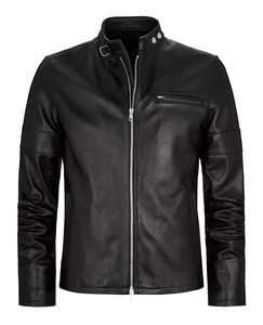 Nouvelles vestes en cuir pour hommes délavées à coupe classique à col montant personnalisée automne hiver Veste en similicuir pour hommes OEM - Product Image 3