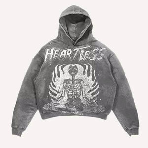 Sudadera con capucha térmica extragrande para hombre, estilo más reciente, venta al por mayor, MOQ bajo, con bolsillo canguro, efecto desgastado, ropa exterior - Product Image 1