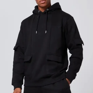 Ensemble de survêtement à capuche pour homme, grande taille, tenue décontractée pour les activités quotidiennes, respirant, 100% coton, confortable pour un usage quotidien - Product Image 3