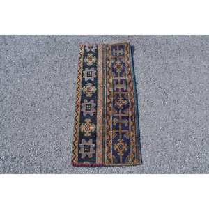 Tapis turc de grande surface Design patchwork vert bleu classique 1.6x3.5 pieds Laine Viscose Latex pour entrée couloir utilisation - Product Image 1