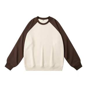 Sudadera de cuello redondo de manga raglán de bloque de dos colores de peso pesado para hombre, Jersey informal, sudadera básica cómoda, sudaderas con capucha - Product Image 4