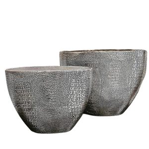 Ensemble de 2 Vase à fleurs plaqué or en aluminium et métal Vase à fleurs côtier en fer Unique fait à la main Style nordique de luxe - Product Image 2