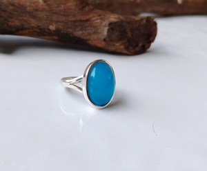 แหวนเงินสเตอริ่งชุบเคลือบสีธรรมชาติขนาด7x9มม. เครื่องประดับแฟชั่นทำมือแหวนเงินแท้สุด925 - Product Image 3