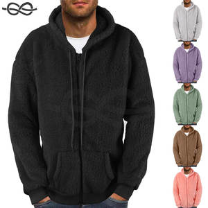 Sweat à capuche zippé en polaire color block pour homme, coupe ample, épais, rembourré en coton, chaud, style coréen, mode hiver, brodé, respirant - Product Image 1