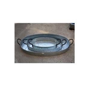 Set of 3 Galvanized Serving Trays Tabletop Food and Dessert Trays <b>Metal</b> <b>Tin</b> Home Dinnerware Elegant and Durable Stylish Serving - Product Image 1
