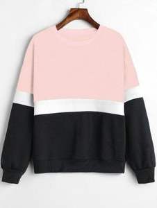 Nouveauté, sweatshirts écologiques pour filles, sweatshirt mignon en tissu doux et uni à blocs de couleurs pour femmes - Product Image 4