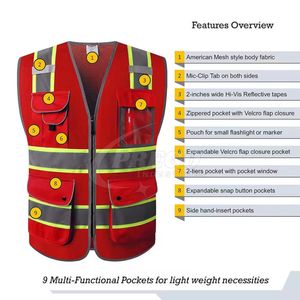 เสื้อกั๊กนิรภัยอเนกประสงค์แบบกำหนดเอง ผ้าฝ้ายระบายอากาศได้ดี ผลิตจากโรงงาน พร้อมโลโก้สะท้อนแสง กันน้ำ ไซส์ใหญ่พิเศษ - Product Image 4