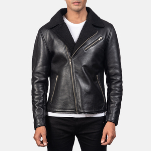 Venta al por mayor chaqueta de bombardero de cuero para hombre material de piel de oveja real suave cómodo elegante invierno prendas de vestir exteriores de fábrica - Product Image 3