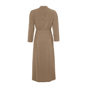 Vestido largo lavable de visón con cinturón y detalles calados - Product Image 3