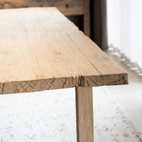 Table à manger rectangulaire rustique traditionnelle 4 places en bois massif récupéré Herbert, mobilier de maison, dîners, hôtel