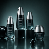 Ensemble de soins de la peau en verre ambré dégradé à fond épais, flacon de sérum anti-UV sous vide, pot cosmétique elliptique de luxe, approvisionnement en gros direct usine