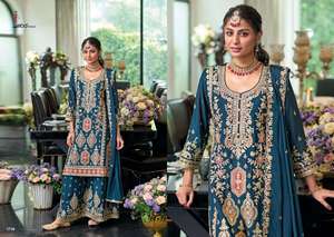 Salwar Sui & Dupatta de Chinon lourd à la mode avec fournisseur de travaux de broderie d'Inde Dernière tenue de créateur à la demande - Product Image 6