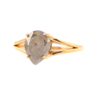 ชุดง่ามตัดทรงลูกแพร์สีทอง14K แหวนหมั้นพริกไทยเกลือสีเทาสไตล์คลาสสิกงานแต่งงานอินเดีย - Product Image 3