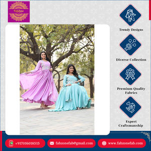 Diseño elegante para bodas y fiestas, tela de Chinon pura con secuencia pesada e hilo de trabajo, vestido largo Anarkali con Dupatta - Product Image 2