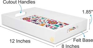 HF Crafts Bandeja DE SERVICIO DE MADERA MDF rectangular pintada a mano azul Bandeja decorativa en forma de hogar para uso doméstico ecológico - Product Image 4