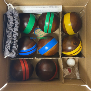 Ensemble de boules de pétanque en bois artisanal de qualité supérieure - Jeu de plein air en bois dur du Vietnam avec sac - Product Image 2