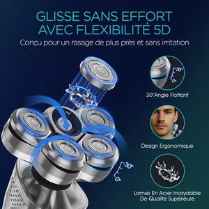 Afeitadora Eléctrica Recargable para Hombre con Cuchillas Flotantes, Pantalla LED, Resistente al Agua, Color Negro, para Uso Corporal, Certificación IPX7 - Product Image 5