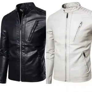 OEM Vestes minces tendance pour hommes Vestes d'extérieur en cuir véritable à la mode pour hommes Logo personnalisé pour hommes Veste en cuir pour motocyclette - Product Image 1