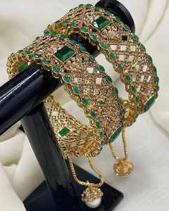 OEM New Wedding Churiyan <b>Set</b> for Ladies Women's Antique Gold Plated Stainless Steel Zircon Bangles Pakistani Classic Style Sale - Product Image 3