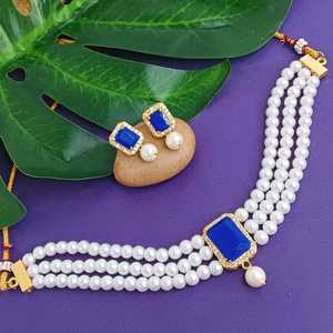 Joyería india, gargantilla de cristal de Bollywood, collar, pendientes, conjunto de joyería de boda para mujeres y niñas - Product Image 2