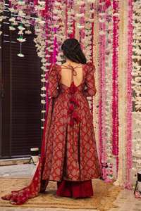 Couleur Rouge Exclusif Belle Soie Salwar Costume Longue Robe Pakistanaise Kameez Dupatta Style Traditionnel Fête Fonctions De Mariage. - Product Image 2