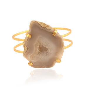 กำไลข้อมือธรรมชาติชุบทอง24K แบบปรับได้,กำไลข้อมือสองชั้นแบบไม่สม่ำเสมอปรับได้ - Product Image 4