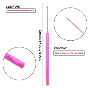 Outil professionnel pour la pose d'extensions de cheveux au crochet |   Aiguilles à crochet pour l'installation de micro-anneaux et de nano-perles |   Acier inoxydable durable - Product Image 2