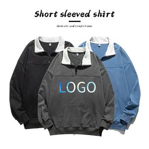 OEMODM personalizado Transferencia de Calor impresión logo vintage estilo americano Polo camisa solapa cuello Sudadera con capucha unisex - Product Image 2