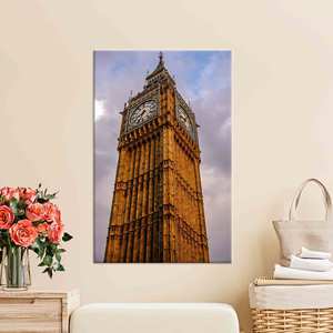 Elegante obra de arte impresa en lienzo con diseño del Big Ben de Londres, enrollada en tela tipo galería. - Product Image 1