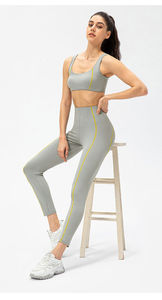 Conjunto de Leggings y Sujetador Deportivo de Cintura Media para Mujer, Color Sólido, Transpirable, Elástico en Cuatro Direcciones, Ligero, para Yoga, Fitness y Ejercicio - Product Image 6