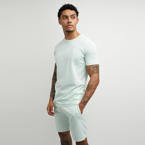 OEM Custom Men's Gym Wear-Slim Fit Breathable Training T Shirts and Shorts 100% Cotton Twin <b>Sweat</b> <b>Set</b> for Summer Wholesale - Product Image 3