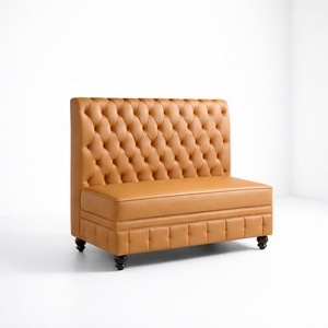 Banquette de <span class=keywords><strong>restaurant</strong></span> de luxe en cuir PU noir capitonné, canapé-banquette rembourré pour bar, hôtel, salle à manger, salon - Product Image 4