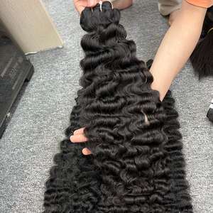 Cheveux lâches profondément bouclés dans la trame, Extensions de cheveux crus en gros, à partir de cheveux humains crus - Product Image 5