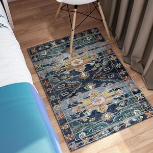 Tapis ethnique bleu : style turc antique, motif persan, tapis imprimé, tapis fin non tissé - Product Image 4