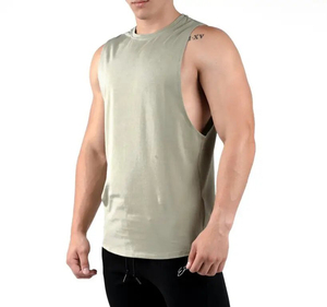 Camisetas sin mangas de algodón 100% para hombre, camiseta de entrenamiento para gimnasio con logotipo personalizado, Camiseta de punto lavada transpirable para ropa informal de verano caliente - Product Image 4