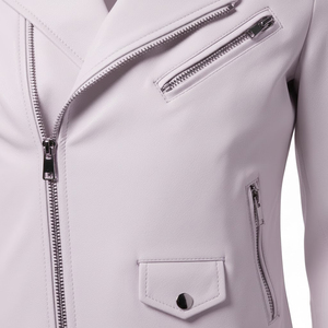 Chaqueta de Motociclista de Cuero Lavanda Elegante para Mujer, Ropa Urbana, Diseño Personalizado, Precio de Fábrica al por Mayor, Abrigo Estilo Motociclista Genuino - Product Image 6