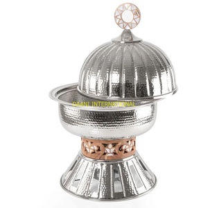 Cazuela Hotpot de cúpula de acero inoxidable martillado con soporte decorativo Calentador de alimentos para buffet para restaurante de catering de hotel - Product Image 4