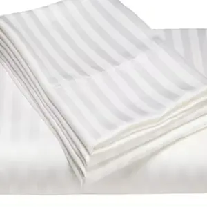 Cheap Factory 100% cotton home textile fabric for bedsheet in roll for hotel or home textile with Satin stripe 40*40