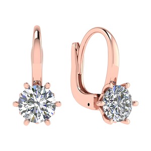 Elegantes Pendientes de Aro con Corte Redondo y Diamantes Finos de 0.30 Ct, Diamantes Cultivados en Laboratorio en Platino, para Regalo de Novia - Product Image 3